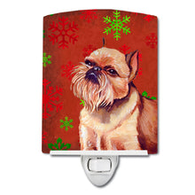 Load image into Gallery viewer, Brussels Griffon Red and Green Snowflakes Holiday Christmas Ceramic Night Light LH9314CNL