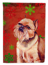 Load image into Gallery viewer, Brussels Griffon Red and Green Snowflakes Holiday Christmas Garden Flag – Decorative Outdoor Yard Flag