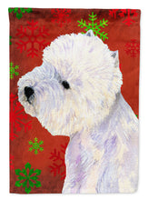 Load image into Gallery viewer, Westie Red and Green Snowflakes Holiday Christmas Flag Canvas House Size