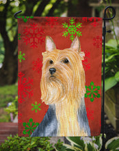 Load image into Gallery viewer, Silky Terrier Red Green Snowflake Holiday Christmas Garden Flag – Decorative Outdoor Yard Flag