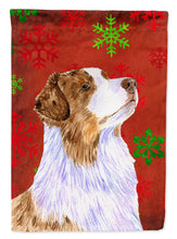 Load image into Gallery viewer, Australian Shepherd Red Green Snowflakes Christmas Garden Flag – Decorative Outdoor Yard Flag