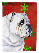 Load image into Gallery viewer, Bulldog English Red Green Snowflakes Holiday Christmas Flag Canvas House Size