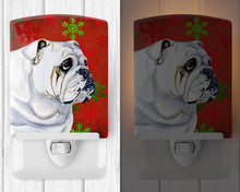 Load image into Gallery viewer, Bulldog English Red and Green Snowflakes Holiday Christmas Ceramic Night Light LH9319CNL