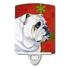 Load image into Gallery viewer, Bulldog English Red and Green Snowflakes Holiday Christmas Ceramic Night Light LH9319CNL