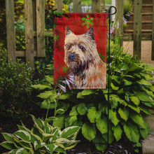 Load image into Gallery viewer, Cairn Terrier Red and Green Snowflakes Holiday Christmas Garden Flag – Decorative Outdoor Yard Flag
