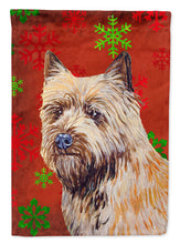 Load image into Gallery viewer, Cairn Terrier Red and Green Snowflakes Holiday Christmas Garden Flag – Decorative Outdoor Yard Flag