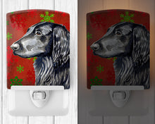 Load image into Gallery viewer, Flat Coated Retriever Red  Green Snowflakes Holiday Christmas Ceramic Night Light LH9321CNL