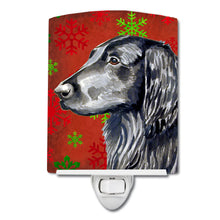 Load image into Gallery viewer, Flat Coated Retriever Red  Green Snowflakes Holiday Christmas Ceramic Night Light LH9321CNL