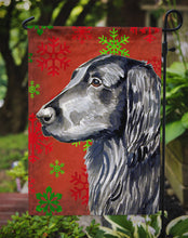 Load image into Gallery viewer, Flat Coated Retriever Red  Green Snowflakes Holiday Christmas Garden Flag – Decorative Outdoor Yard Flag