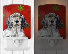 Load image into Gallery viewer, English Setter Red and Green Snowflakes Holiday Christmas Ceramic Night Light LH9322CNL