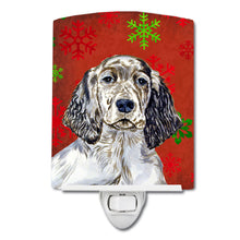Load image into Gallery viewer, English Setter Red and Green Snowflakes Holiday Christmas Ceramic Night Light LH9322CNL