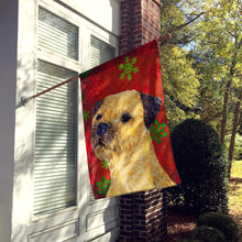 Load image into Gallery viewer, Border Terrier Red  Green Snowflakes Holiday Christmas Flag Canvas House Size