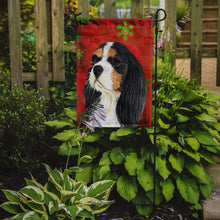Load image into Gallery viewer, Cavalier Spaniel Red and Green Snowflakes Holiday Christmas Garden Flag – Decorative Outdoor Yard Flag