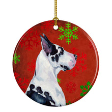 Load image into Gallery viewer, Great Dane Red Snowflake Holiday Christmas Ornament - Round Ceramic Ornament – Artist-Designed Keepsake Decoration LH9326