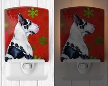 Load image into Gallery viewer, Great Dane Red and Green Snowflakes Holiday Christmas Ceramic Night Light LH9326CNL