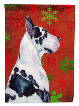 Load image into Gallery viewer, Great Dane Red and Green Snowflakes Holiday Christmas Garden Flag – Decorative Outdoor Yard Flag