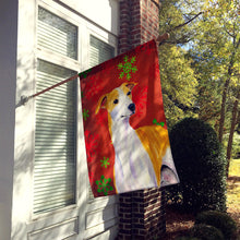 Load image into Gallery viewer, Whippet Red and Green Snowflakes Holiday Christmas Flag Canvas House Size
