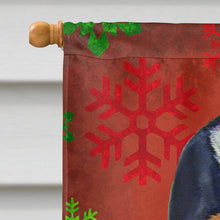 Load image into Gallery viewer, Basset Hound Red and Green Snowflakes Holiday Christmas Flag Canvas House Size