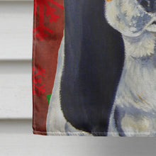 Load image into Gallery viewer, Basset Hound Red and Green Snowflakes Holiday Christmas Flag Canvas House Size