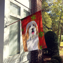 Load image into Gallery viewer, Bearded Collie Red  Green Snowflakes Holiday Christmas Flag Canvas House Size