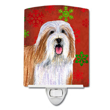 Load image into Gallery viewer, Bearded Collie Red and Green Snowflakes Holiday Christmas Ceramic Night Light LH9330CNL