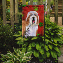 Load image into Gallery viewer, Bearded Collie Red and Green Snowflakes Holiday Christmas Garden Flag – Decorative Outdoor Yard Flag