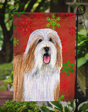 Load image into Gallery viewer, Bearded Collie Red and Green Snowflakes Holiday Christmas Garden Flag – Decorative Outdoor Yard Flag
