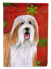 Load image into Gallery viewer, Bearded Collie Red and Green Snowflakes Holiday Christmas Garden Flag – Decorative Outdoor Yard Flag