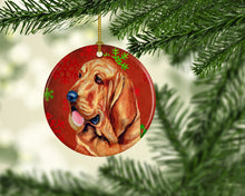 Load image into Gallery viewer, Bloodhound Red Snowflake Holiday Christmas Ornament - Round Ceramic Ornament – Artist-Designed Keepsake Decoration LH9331