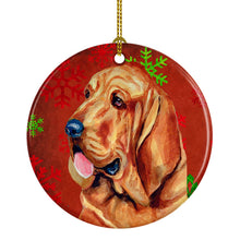 Load image into Gallery viewer, Bloodhound Red Snowflake Holiday Christmas Ornament - Round Ceramic Ornament – Artist-Designed Keepsake Decoration LH9331