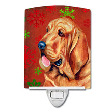 Load image into Gallery viewer, Bloodhound Red and Green Snowflakes Holiday Christmas Ceramic Night Light LH9331CNL