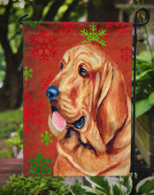 Load image into Gallery viewer, Bloodhound Red and Green Snowflakes Holiday Christmas Garden Flag – Decorative Outdoor Yard Flag