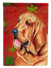 Load image into Gallery viewer, Bloodhound Red and Green Snowflakes Holiday Christmas Garden Flag – Decorative Outdoor Yard Flag