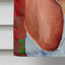 Load image into Gallery viewer, Basset Hound Red and Green Snowflakes Holiday Christmas Flag Canvas House Size