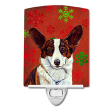 Load image into Gallery viewer, Corgi Red and Green Snowflakes Holiday Christmas Ceramic Night Light LH9333CNL
