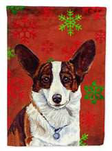 Load image into Gallery viewer, Corgi Red and Green Snowflakes Holiday Christmas Garden Flag – Decorative Outdoor Yard Flag