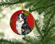 Load image into Gallery viewer, Bernese Mountain Dog Red Snowflake Holiday Christmas Ornament - Round Ceramic Ornament – Artist-Designed Keepsake Decoration LH9334