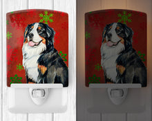 Load image into Gallery viewer, Bernese Mountain Dog Red  Green Snowflakes Holiday Christmas Ceramic Night Light LH9334CNL