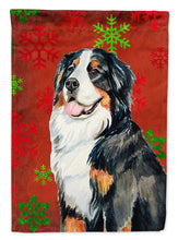 Load image into Gallery viewer, Bernese Mountain Dog Red  Green Snowflakes Holiday Christmas Garden Flag – Decorative Outdoor Yard Flag