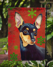 Load image into Gallery viewer, Min Pin Red and Green Snowflakes Holiday Christmas Garden Flag – Decorative Outdoor Yard Flag