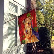 Load image into Gallery viewer, Airedale Red Green Snowflakes Christmas Flag Canvas House Size