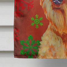 Load image into Gallery viewer, Airedale Red Green Snowflakes Christmas Flag Canvas House Size