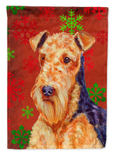 Load image into Gallery viewer, Airedale Red Green Snowflakes Christmas Flag Canvas House Size