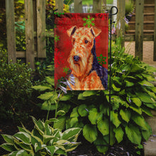 Load image into Gallery viewer, Airedale Red and Green Snowflakes Holiday Christmas Garden Flag – Decorative Outdoor Yard Flag
