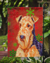 Load image into Gallery viewer, Airedale Red and Green Snowflakes Holiday Christmas Garden Flag – Decorative Outdoor Yard Flag