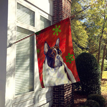 Load image into Gallery viewer, French Bulldog Red Green Snowflake Holiday Christmas Flag Canvas House Size