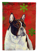 Load image into Gallery viewer, French Bulldog Red Green Snowflake Holiday Christmas Flag Canvas House Size