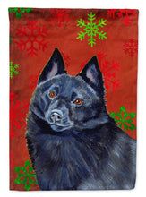 Load image into Gallery viewer, Schipperke Red and Green Snowflakes Holiday Christmas Flag Canvas House Size