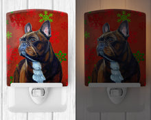Load image into Gallery viewer, French Bulldog Red and Green Snowflakes Holiday Christmas Ceramic Night Light LH9340CNL