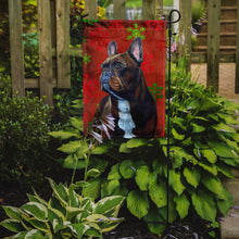 Load image into Gallery viewer, French Bulldog Red and Green Snowflakes Holiday Christmas Garden Flag – Decorative Outdoor Yard Flag